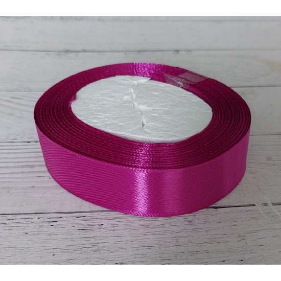 ОПТ Лента атласная однотонная 2,5 см*25 ярдов цв. сиреневая фуксия, цена за катушку